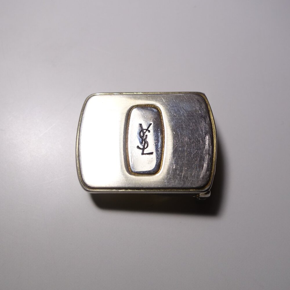 Vintage Yves Saint Laurent YSL Logo Metal Belt Buckle, Size 3 cm x 4 cm